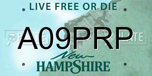 A09PRP New Hampshire License Plate