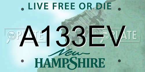 A133EV New Hampshire License Plate