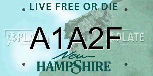 A1A2F New Hampshire License Plate