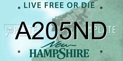 A205ND New Hampshire License Plate