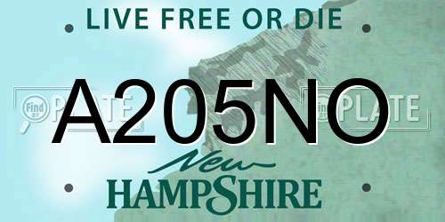 A205NO New Hampshire License Plate