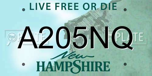 A205NQ New Hampshire License Plate