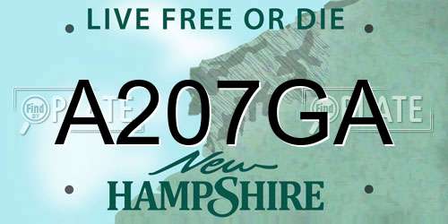 A207GA New Hampshire License Plate