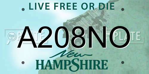 A208NO New Hampshire License Plate