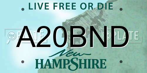 A20BND New Hampshire License Plate