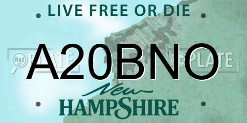 A20BNO New Hampshire License Plate