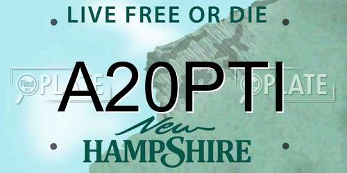 A20PTI New Hampshire License Plate