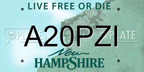 A20PZI New Hampshire License Plate