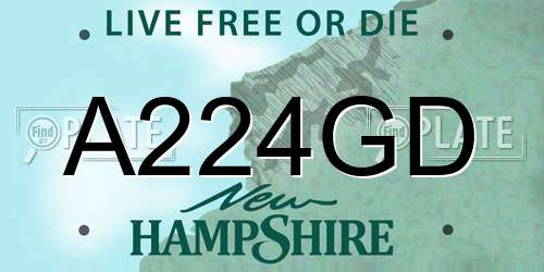 A224GD New Hampshire License Plate
