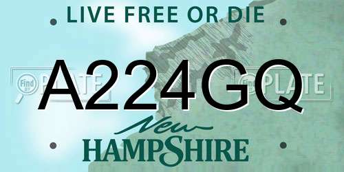 A224GQ New Hampshire License Plate