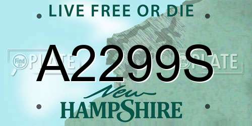 A2299S New Hampshire License Plate