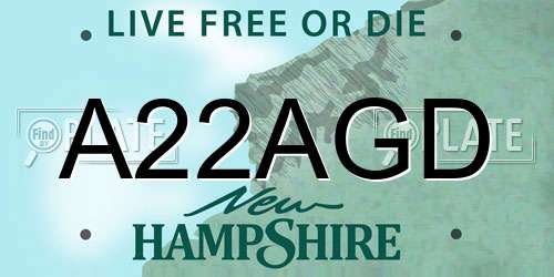 A22AGD New Hampshire License Plate