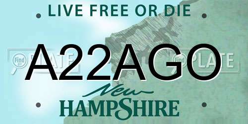 A22AGO New Hampshire License Plate
