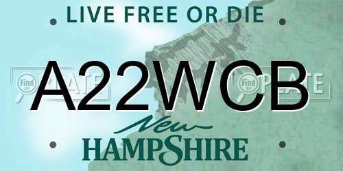 A22WCB New Hampshire License Plate