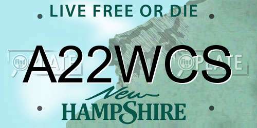 A22WCS New Hampshire License Plate