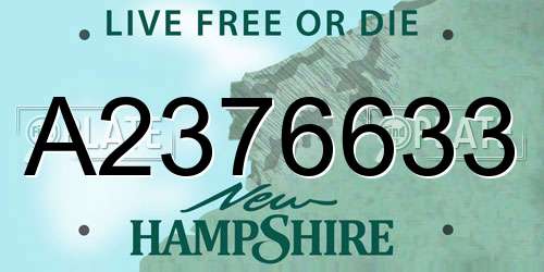 A2376633 New Hampshire License Plate