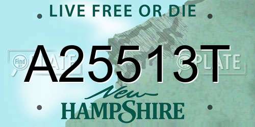 A25513T New Hampshire License Plate