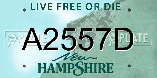 A2557D New Hampshire License Plate