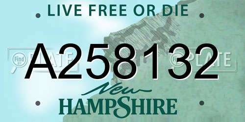 A258132 New Hampshire License Plate