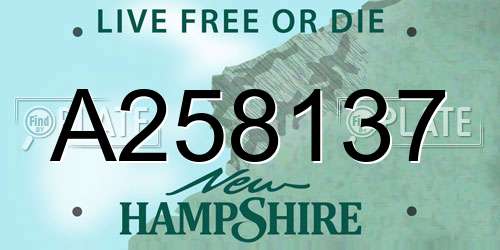 A258137 New Hampshire License Plate