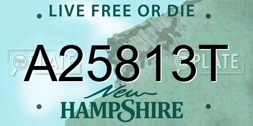 A25813T New Hampshire License Plate