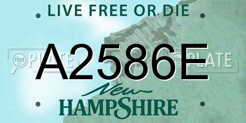 A2586E New Hampshire License Plate
