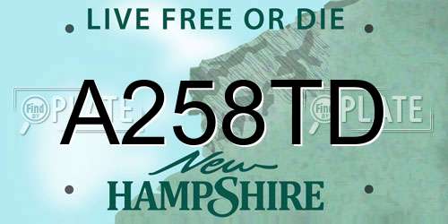 A258TD New Hampshire License Plate