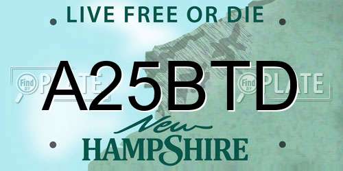 A25BTD New Hampshire License Plate