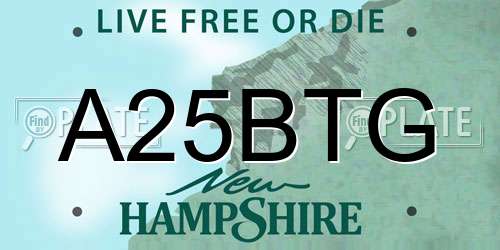A25BTG New Hampshire License Plate