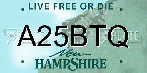 A25BTQ New Hampshire License Plate