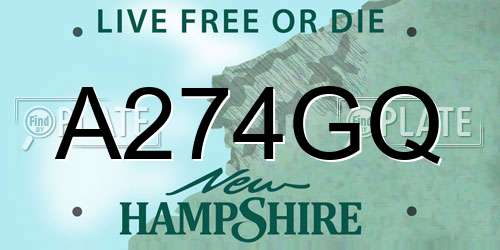 A274GQ New Hampshire License Plate
