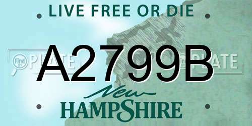 A2799B New Hampshire License Plate