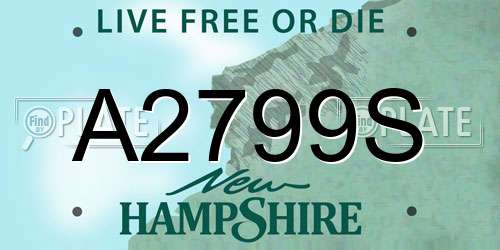 A2799S New Hampshire License Plate