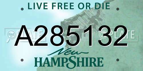 A285132 New Hampshire License Plate