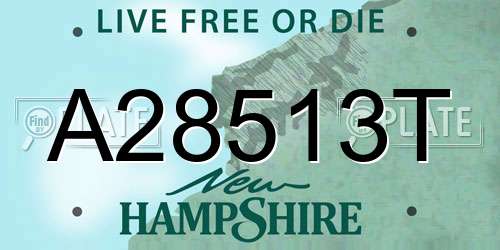 A28513T New Hampshire License Plate