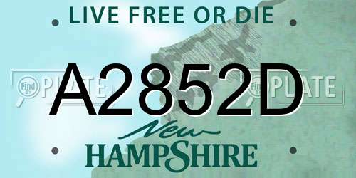 A2852D New Hampshire License Plate