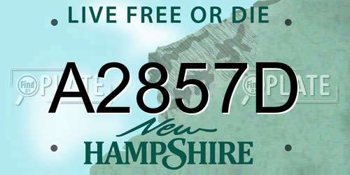 A2857D New Hampshire License Plate