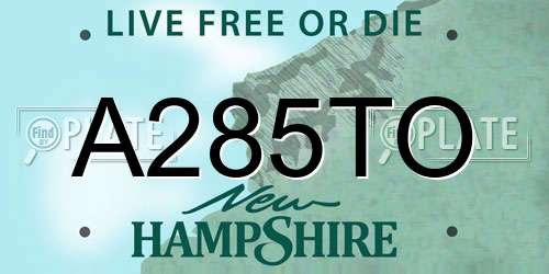 A285TO New Hampshire License Plate