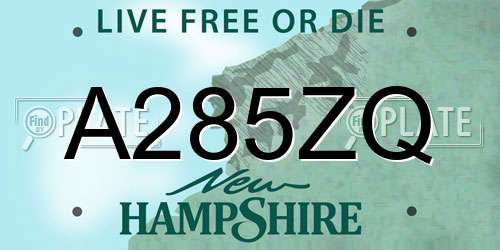 A285ZQ New Hampshire License Plate