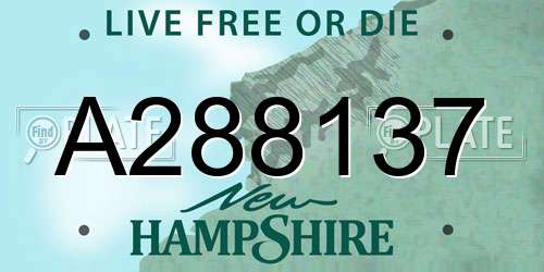 A288137 New Hampshire License Plate