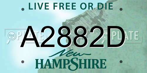 A2882D New Hampshire License Plate