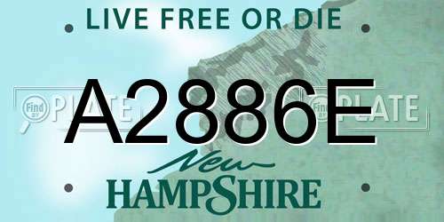 A2886E New Hampshire License Plate