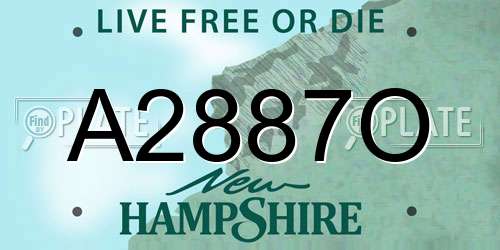 A2887O New Hampshire License Plate