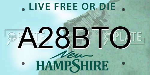 A28BTO New Hampshire License Plate