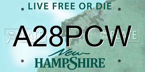 A28PCW New Hampshire License Plate