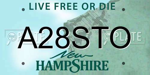 A28STO New Hampshire License Plate