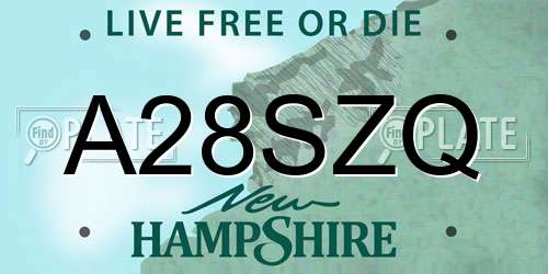 A28SZQ New Hampshire License Plate