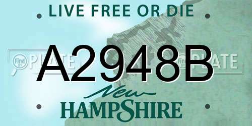 A2948B New Hampshire License Plate