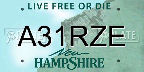 A31RZE New Hampshire License Plate
