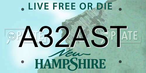 A32AST New Hampshire License Plate